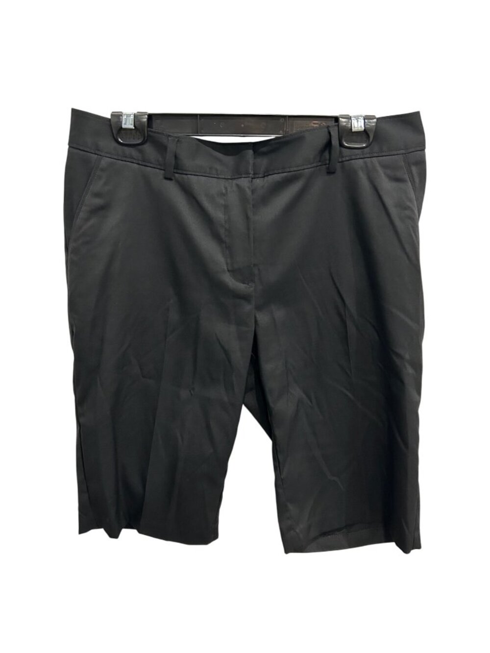 Greg Norman Black Womens Tailored Bermuda Shorts Pockets Size 10 Preppy Golfcore